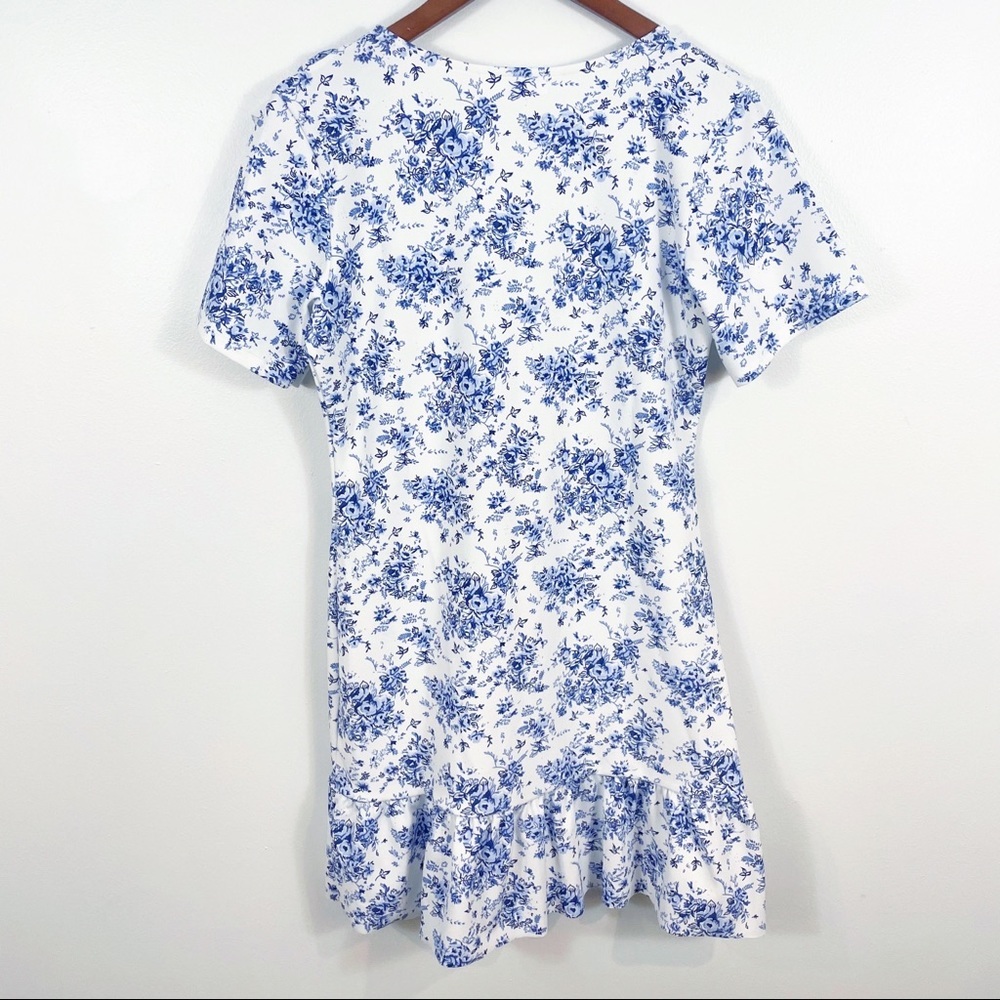 MISSGUIDED Frill Floral Ruffle Day Midi Dress Blue 6 - Picture 8 of 9
